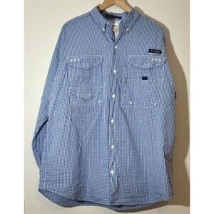Columbia PFG Super Bonehead Men's Long Sleeve Vented Blue Check Fishing Shirt
